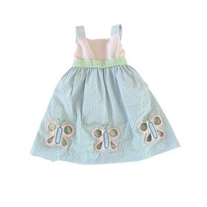 Florence Eiseman Dress Toddler Girls 4T Pink Blue Green Seersucker Sundress‎
